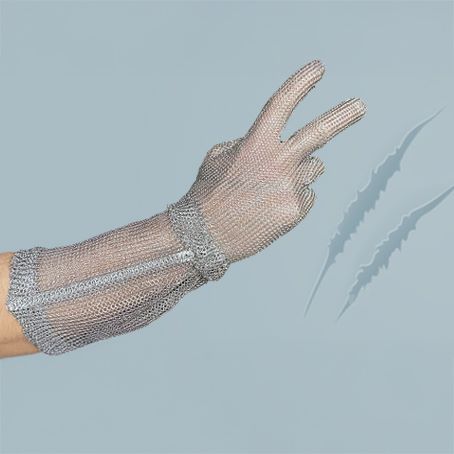 Protective 100% metal gloves with enhanced forearm protection